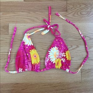 Pink floral bikini top
