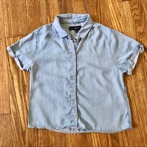 Topshop Chambray Button Up Crop