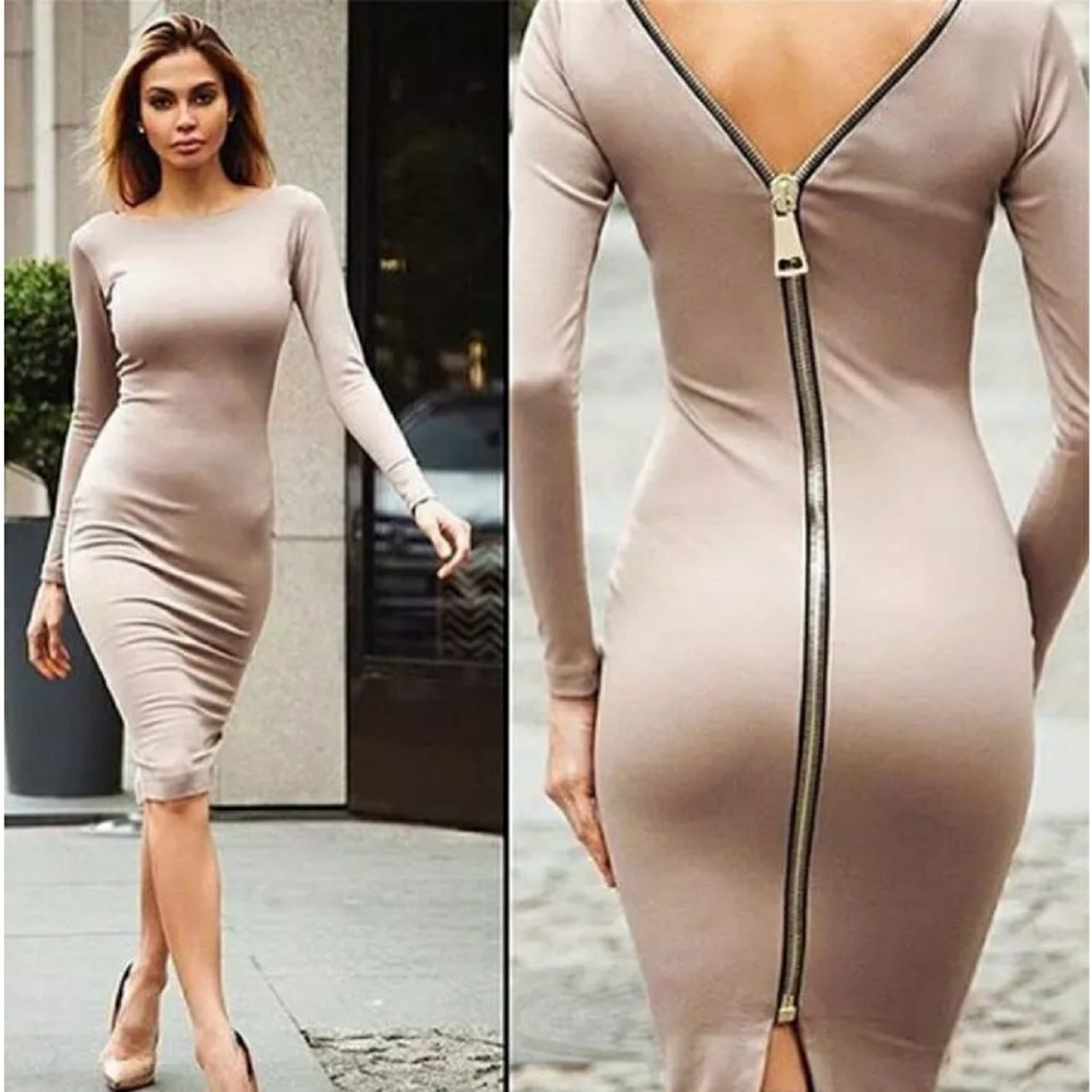 Sexy Open Back Sliming Midi Bodycon Dress