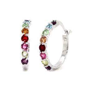 18K  White Gold Plated Hoop Earrings