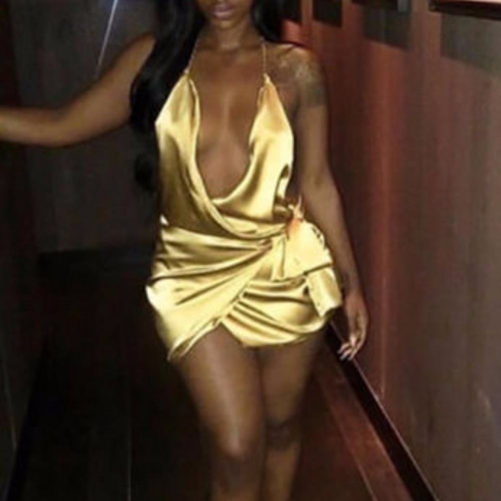 Satin Gold Mini Dress