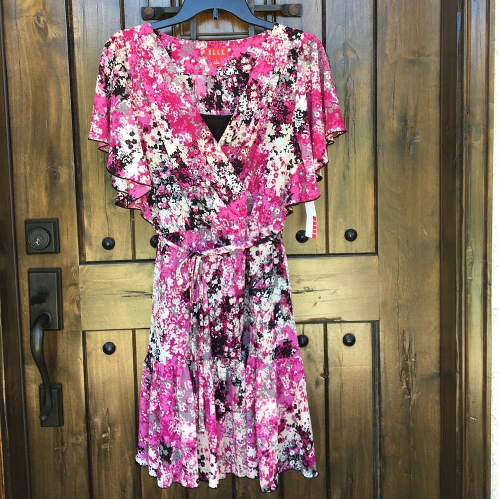 New ELLE Pink Boho Floral Dress S