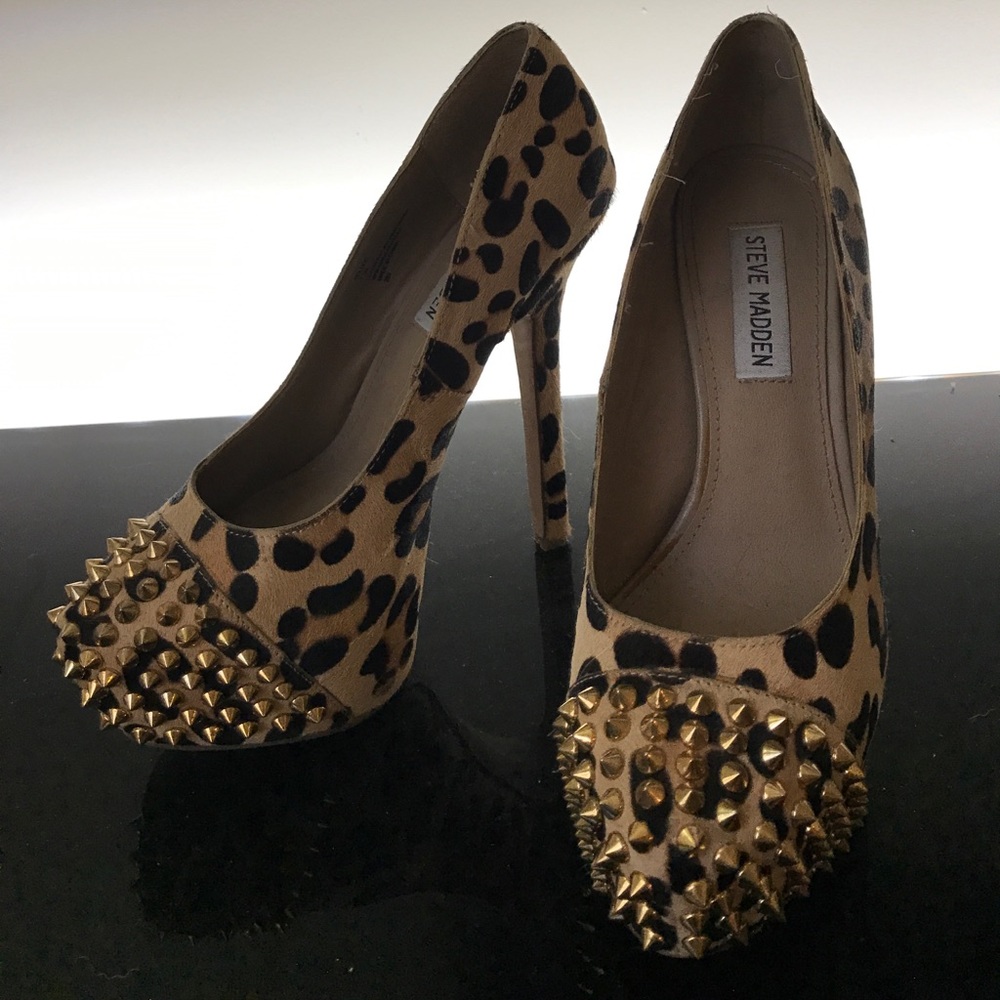 Leopard spike heels