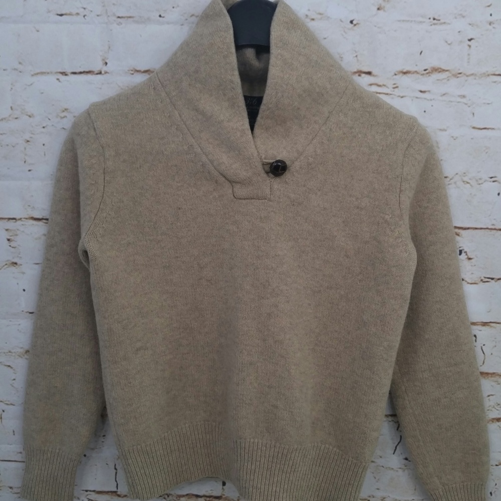 BROOKS BROTHERS 346 Tan Lambswool Sweater Medium