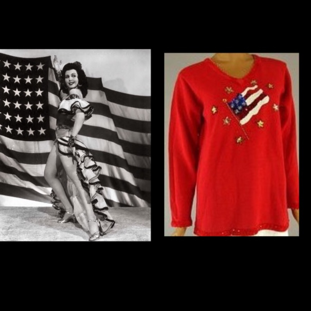 THE QUAKER FACTORY Sequin American Flag Sweater