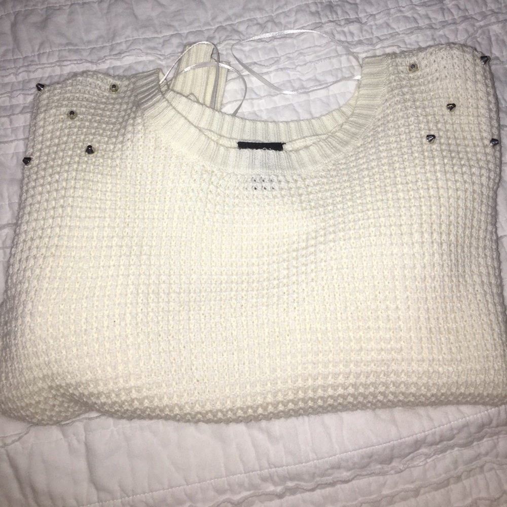white cropped sweater