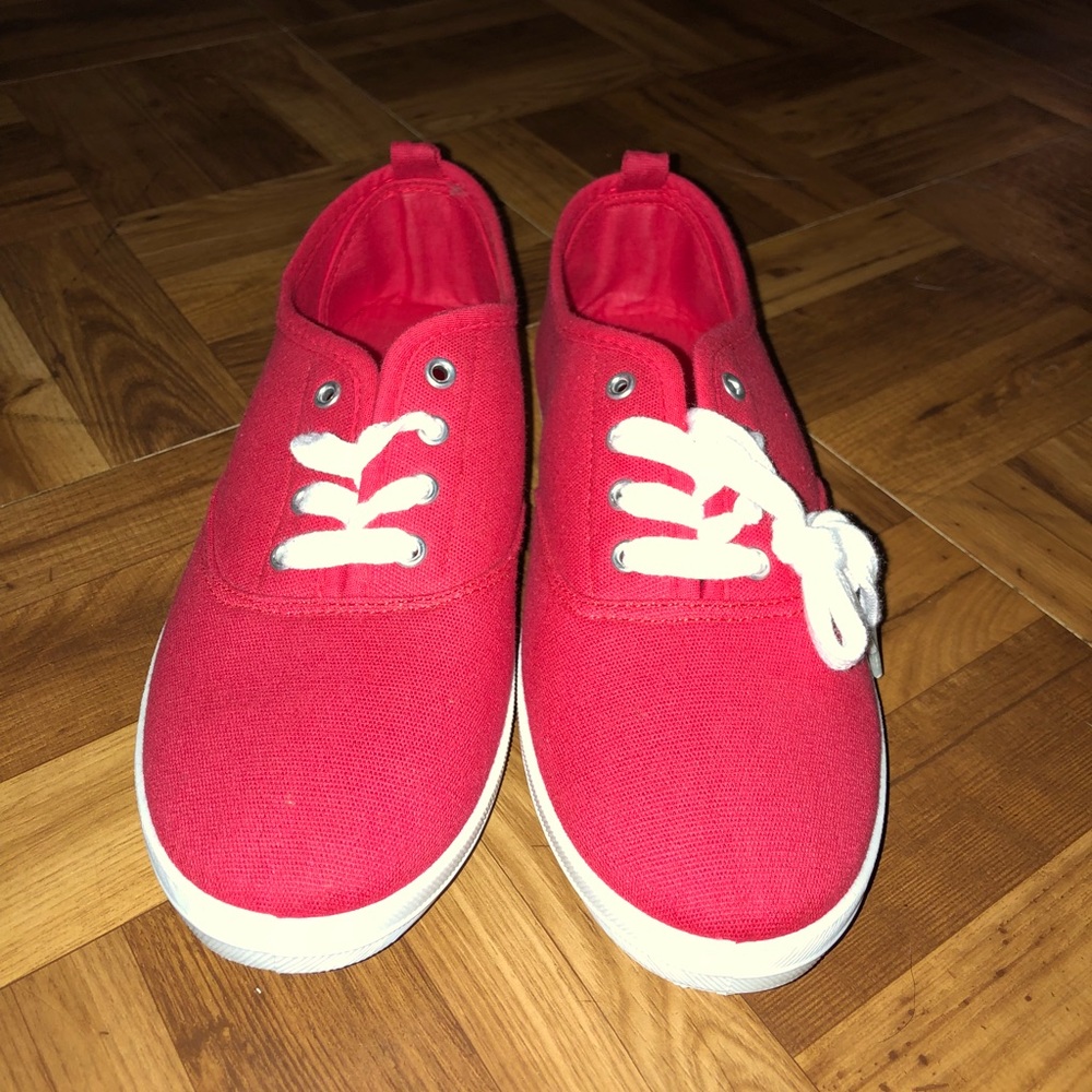 Red canvas sneakers