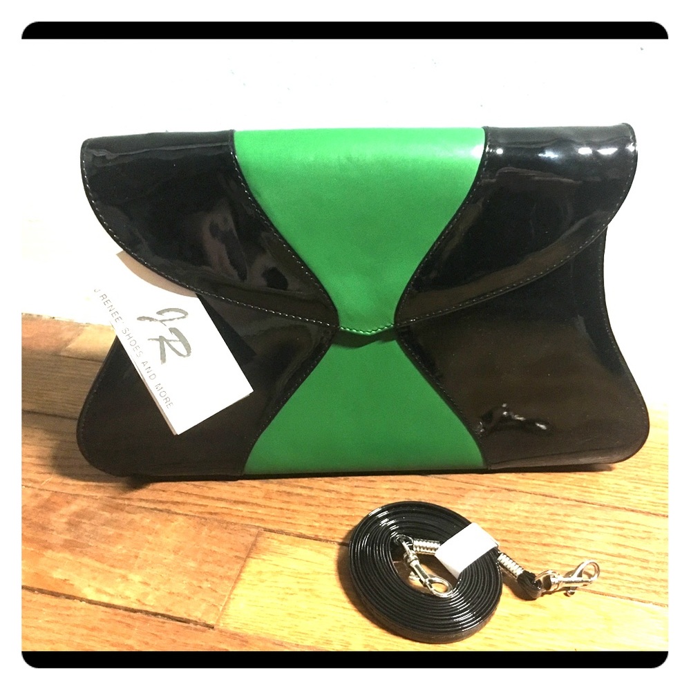 J. Renee Black and Green Clutch