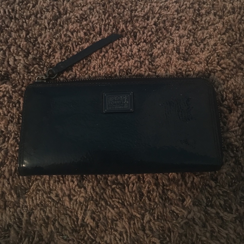 Navy Blue Leather Coach Wallet