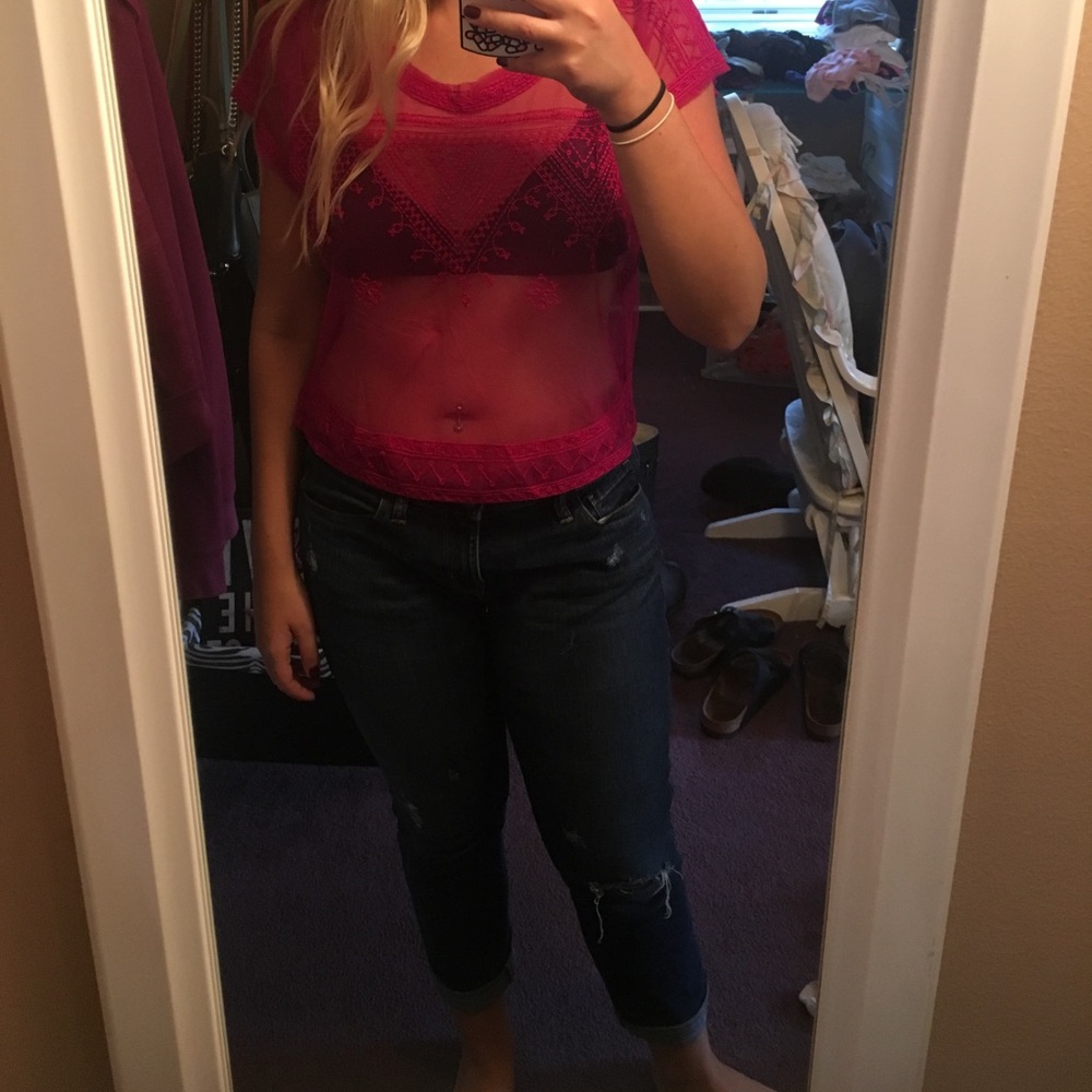 pink mesh top