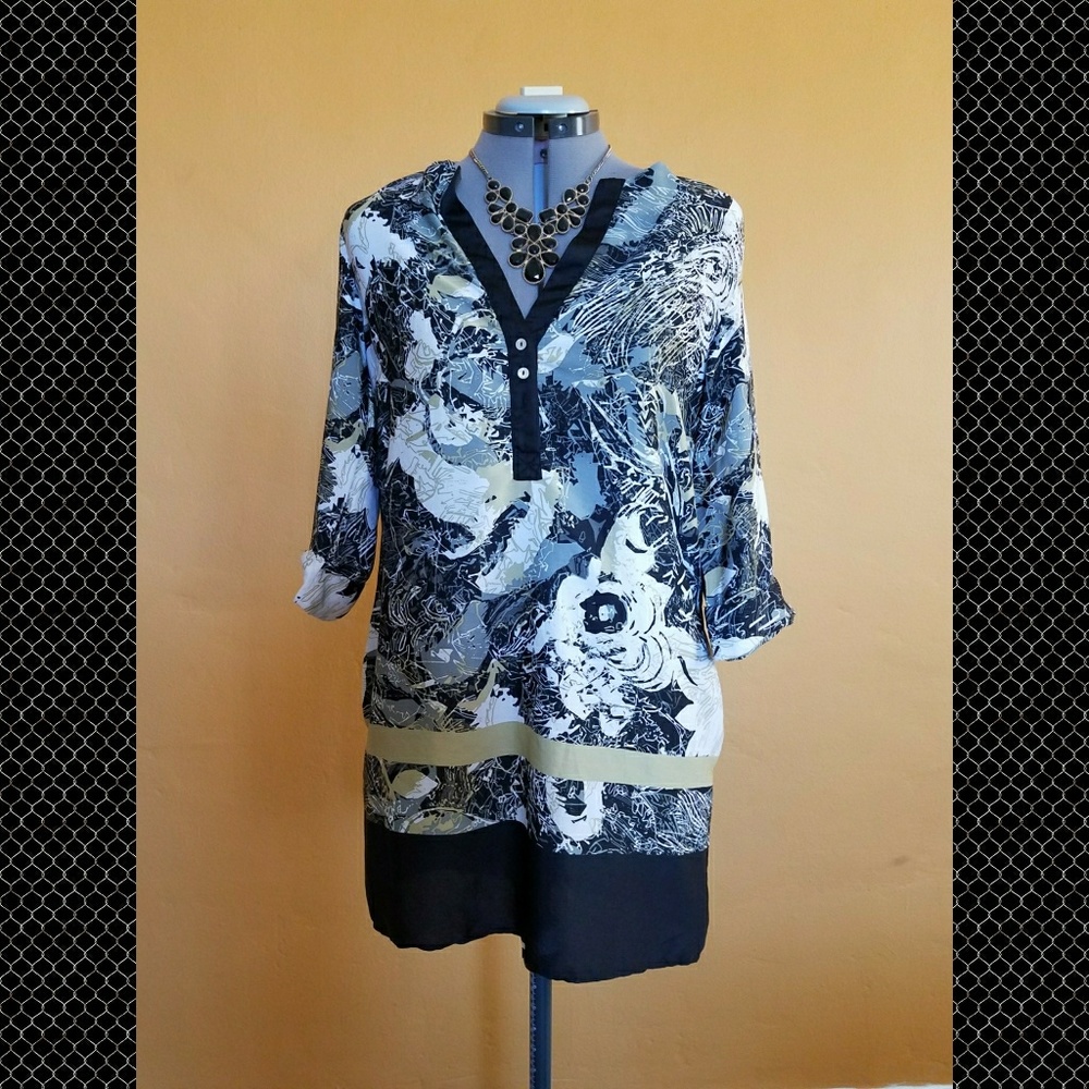 Grace Elements Floral Print Tunic Blouse