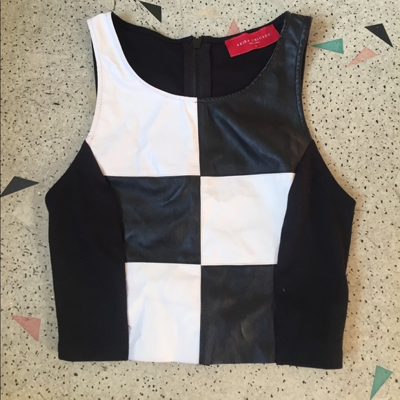 AKIRA Tops - Checkered Crop Top
