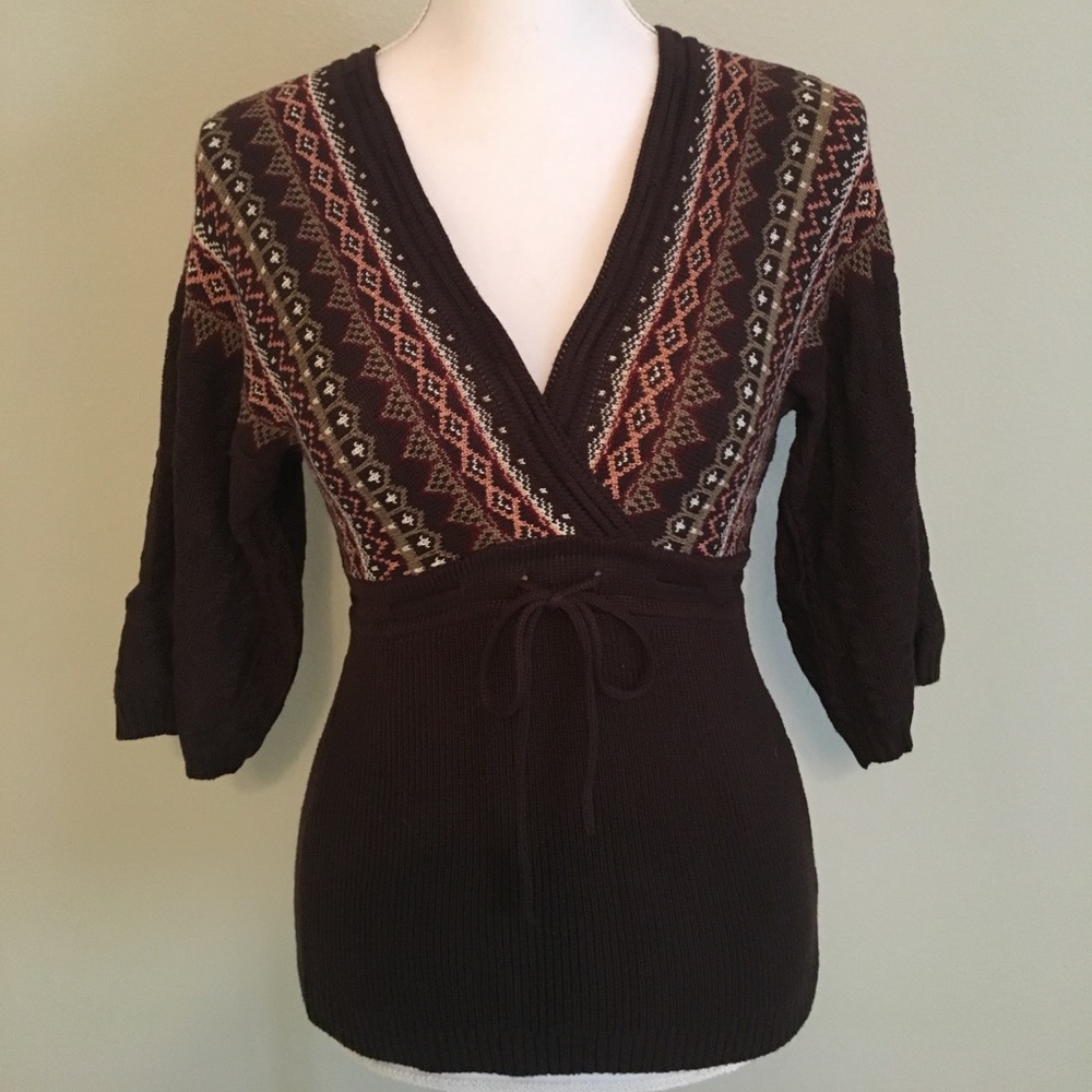 Deep V Fair Isle Pattern Sweater