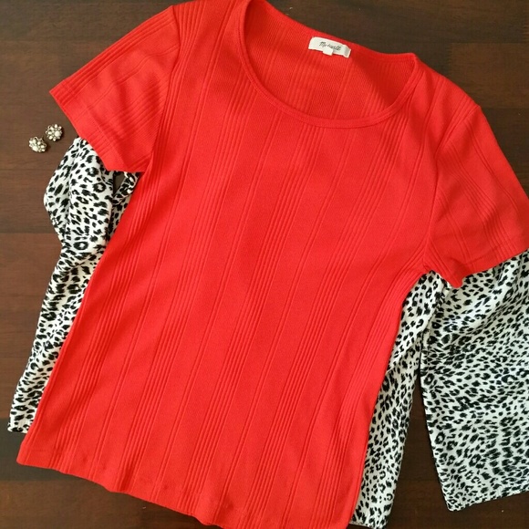 Madewell Tops - Madewell Slim Ribbed Tee in Ripe Persimmon