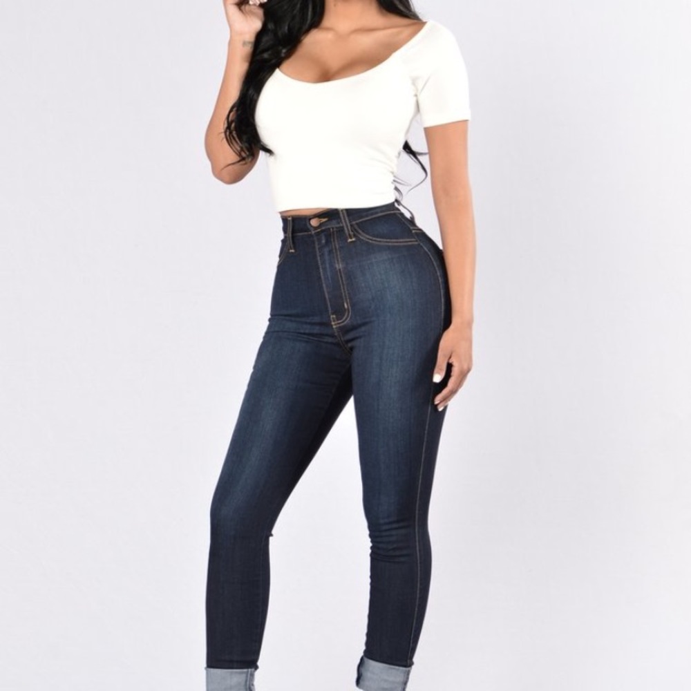 Fashionova High Waisted Jeans-Dark