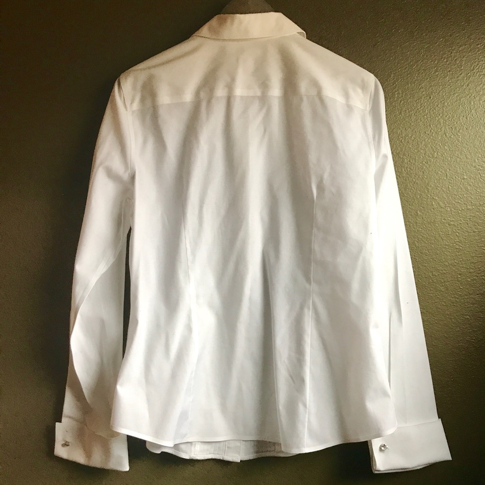 Talbots White Pleated Rhinestone Button Up - Picture 4 of 4