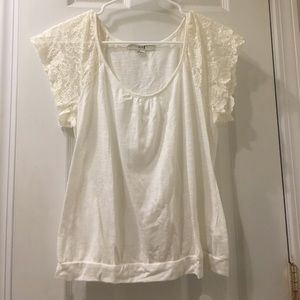 white blouse with lace sleeves