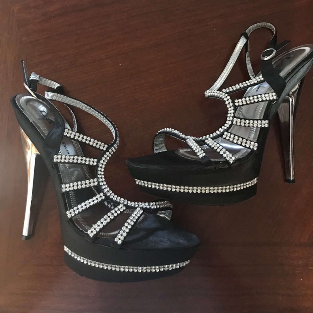 Black Sequined Heels