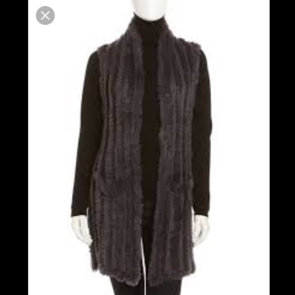 NWT - LOVE TOKEN High-Low Rabbit-Fur Vest