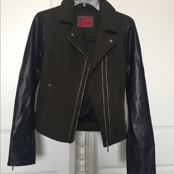 Celsius Premium Jackets & Blazers - Olive Green Motto Jacket