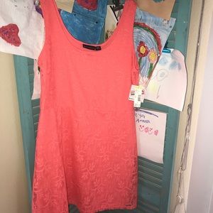 Coral orange lace dress by metaphor