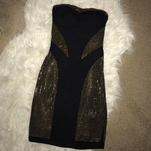 Black and gold mini dress