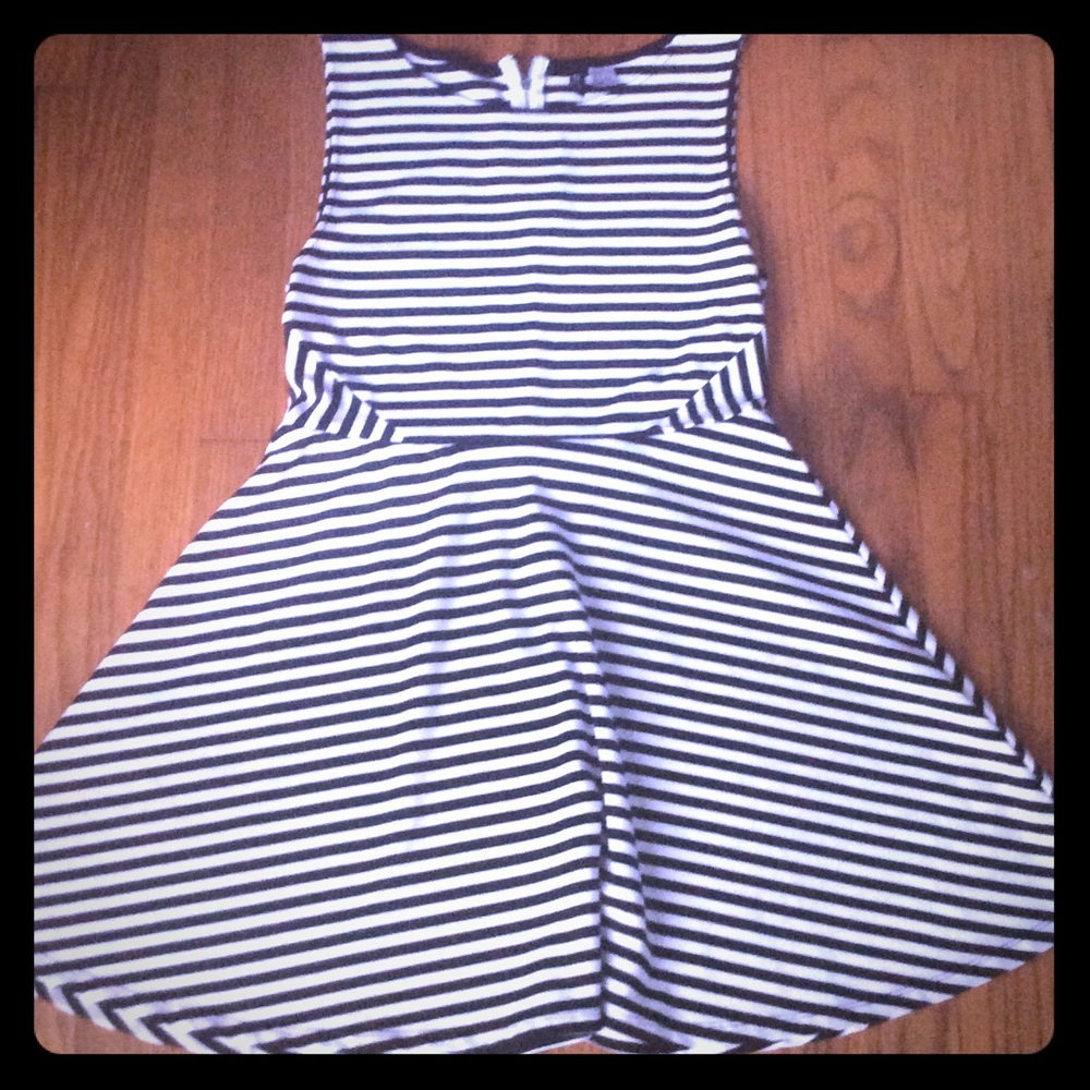 Black and white striped dress