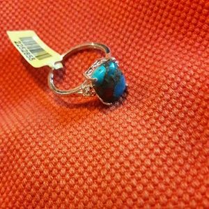 SOLID STERLING SILVER BLUE MOJAVE TURQUOISE RING