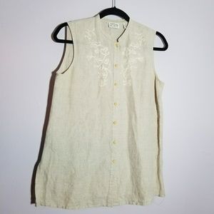 Ann Taylor Loft sleeveless embroidered top