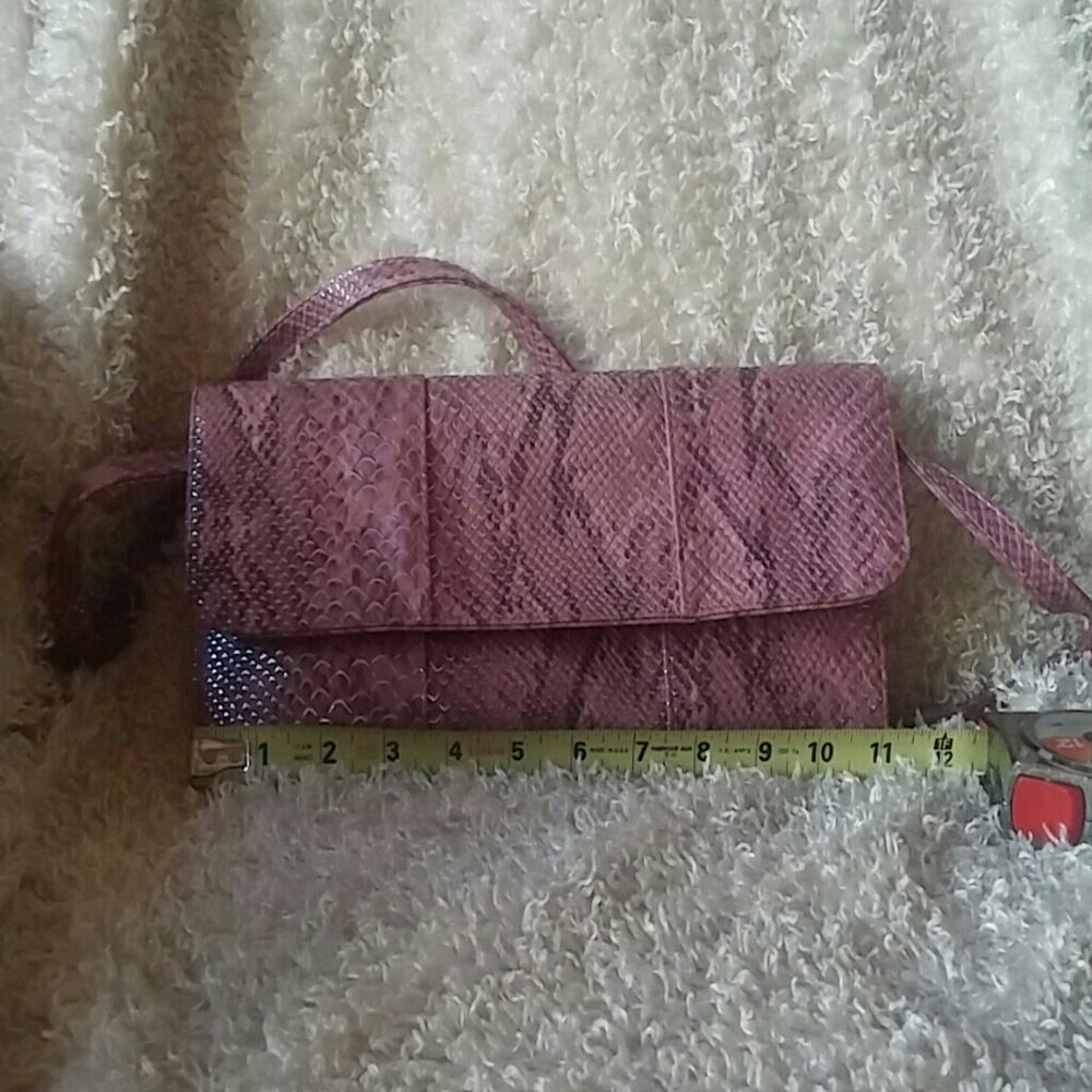 NWT pink python print clutch with removable strap