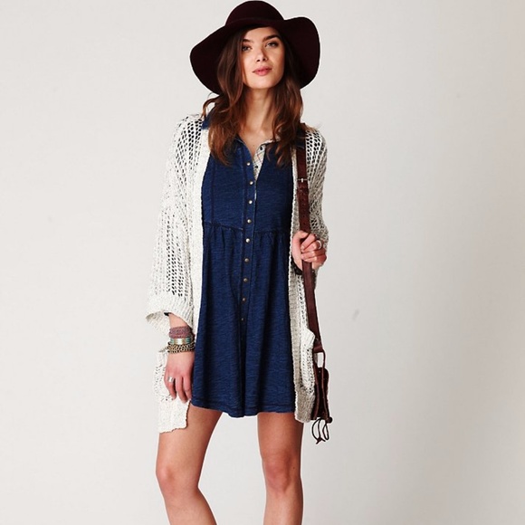 Free People Denim Knit Shirt Dress - Picture 2 of 5