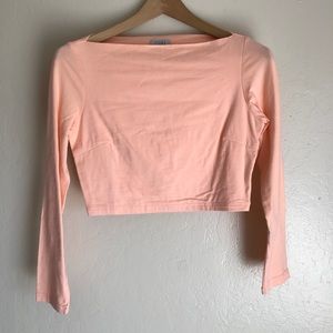 Coral Long Sleeve Crop Top