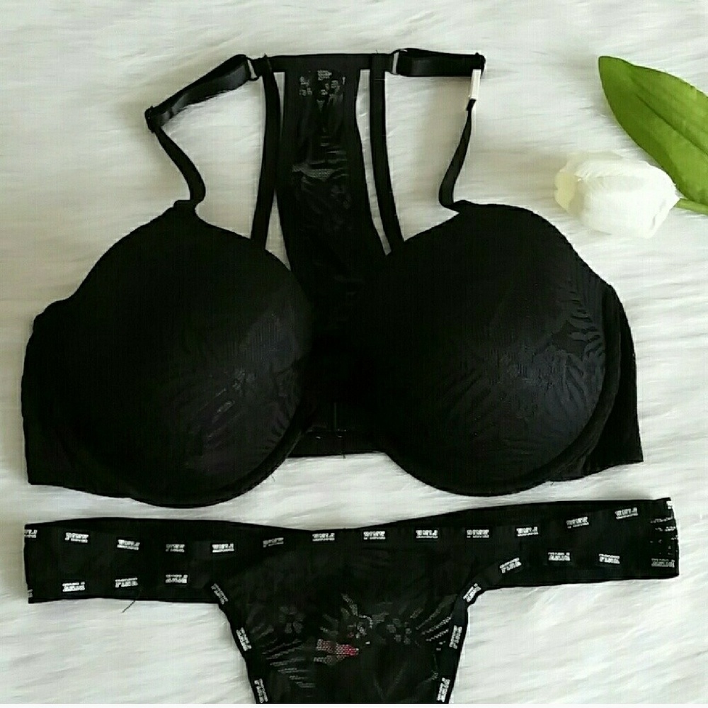 SET SIZE 36D PINK VS LIGHTLY LINED BRA & PANTY L - Picture 2 of 5