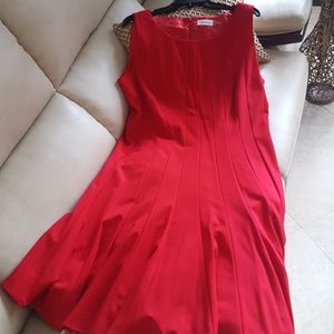 Calvin Klein Red A-line Pletted Dress with lining