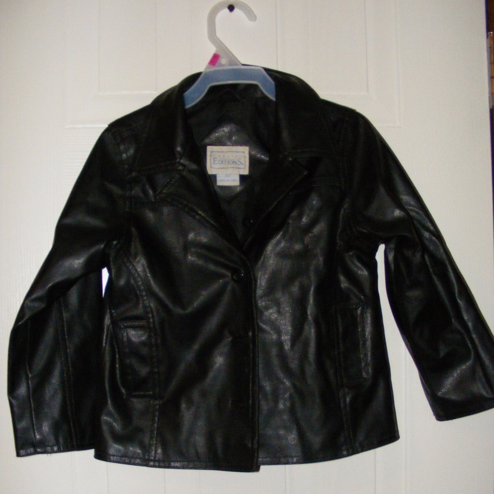 Girls Black Faux Leather Jacket