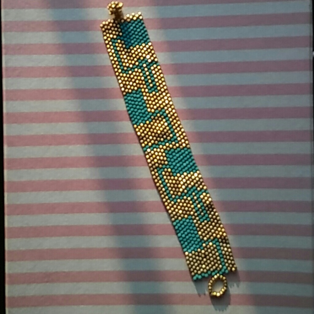 Handmade one-of-a-kind gold turquoise bracelet