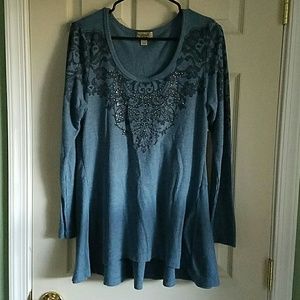 NWOT One World waffle knit long sleeve tee