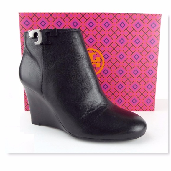Tory Burch Shoes - Sold💘💘New TORY BURCHBlack Leather Wedge Bootie