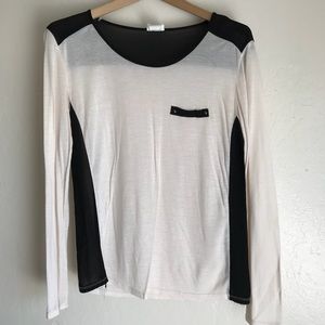 Cream and Black Long Sleeve Top