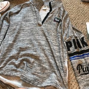 Grey Pink Button Up Sweater