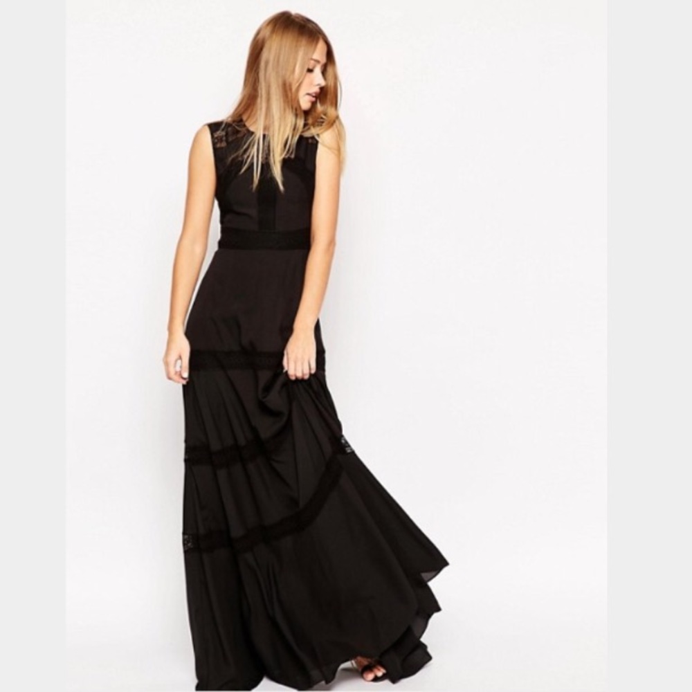 Needle & Thread black lace insert gown dress - Picture 2 of 8