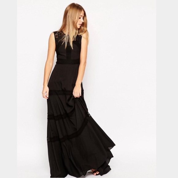 Needle & Thread black lace insert gown dress - Picture 2 of 8