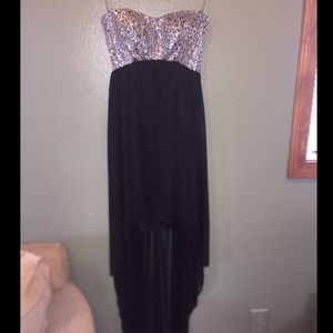 Sparkly silver and black high low dress