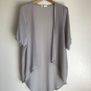 Shear Gray Short Sleeve Kimono