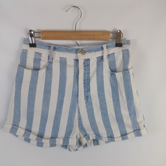 vintage striped denim shorts