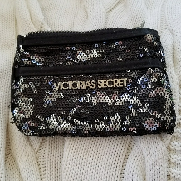 VS Coin/Card Purse with Black Sequins - Picture 1 of 4