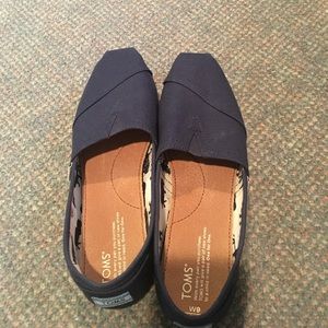 Blue canvas original slip on Toms