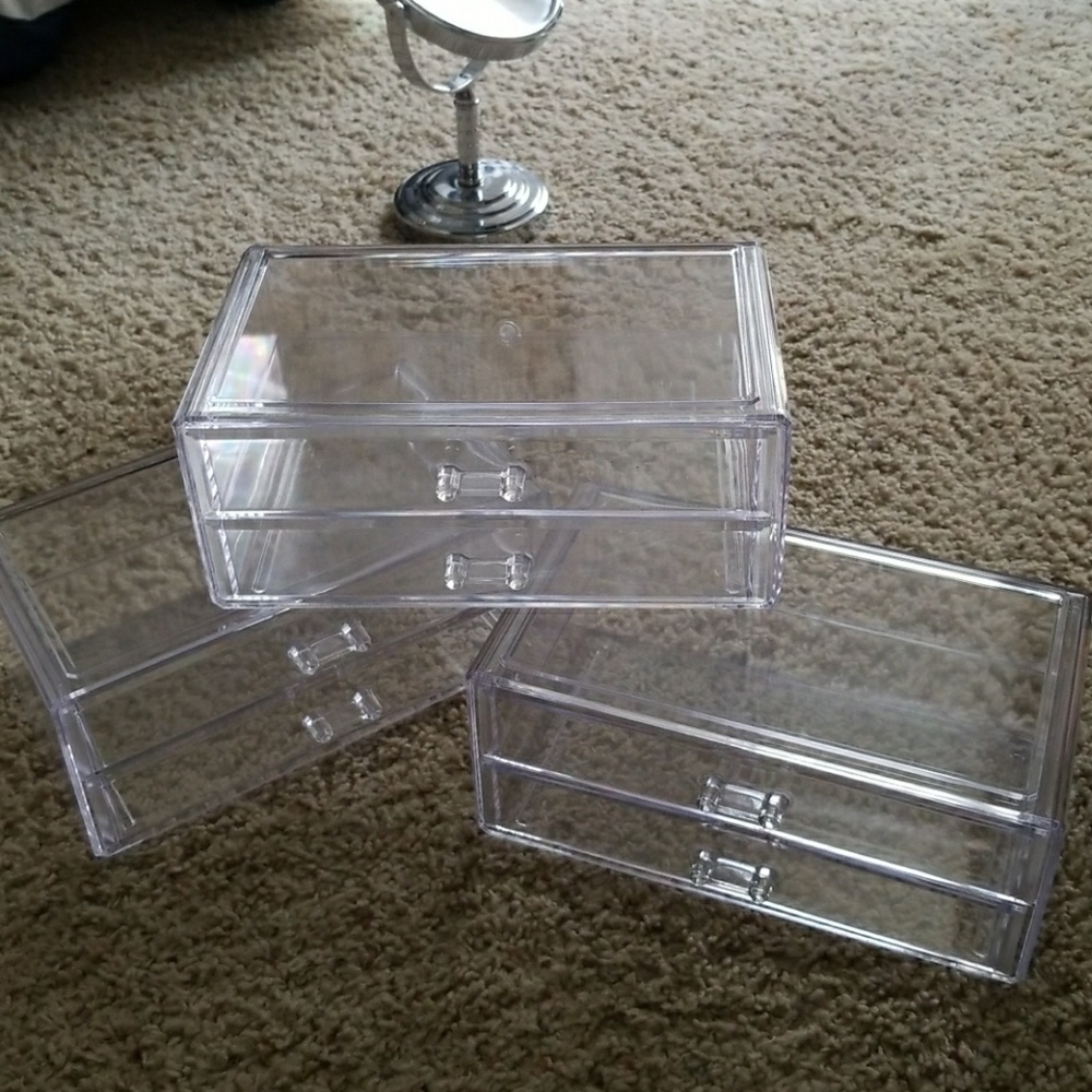 ***sold***Acrylic makeup organizer 3 boxs for $32