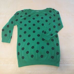 Green and navy polkadot sweater