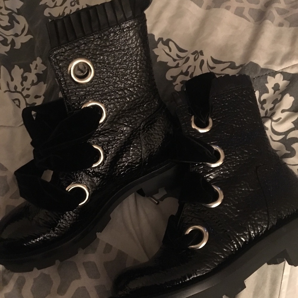 Alexander McQueen patent boots